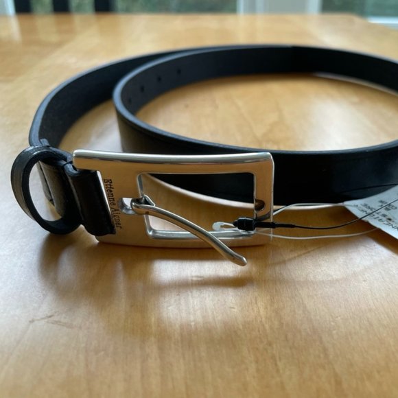 NEW Eitenne Aigner Womens Black Leather Belt with Silver Buckle. - Picture 1 of 3